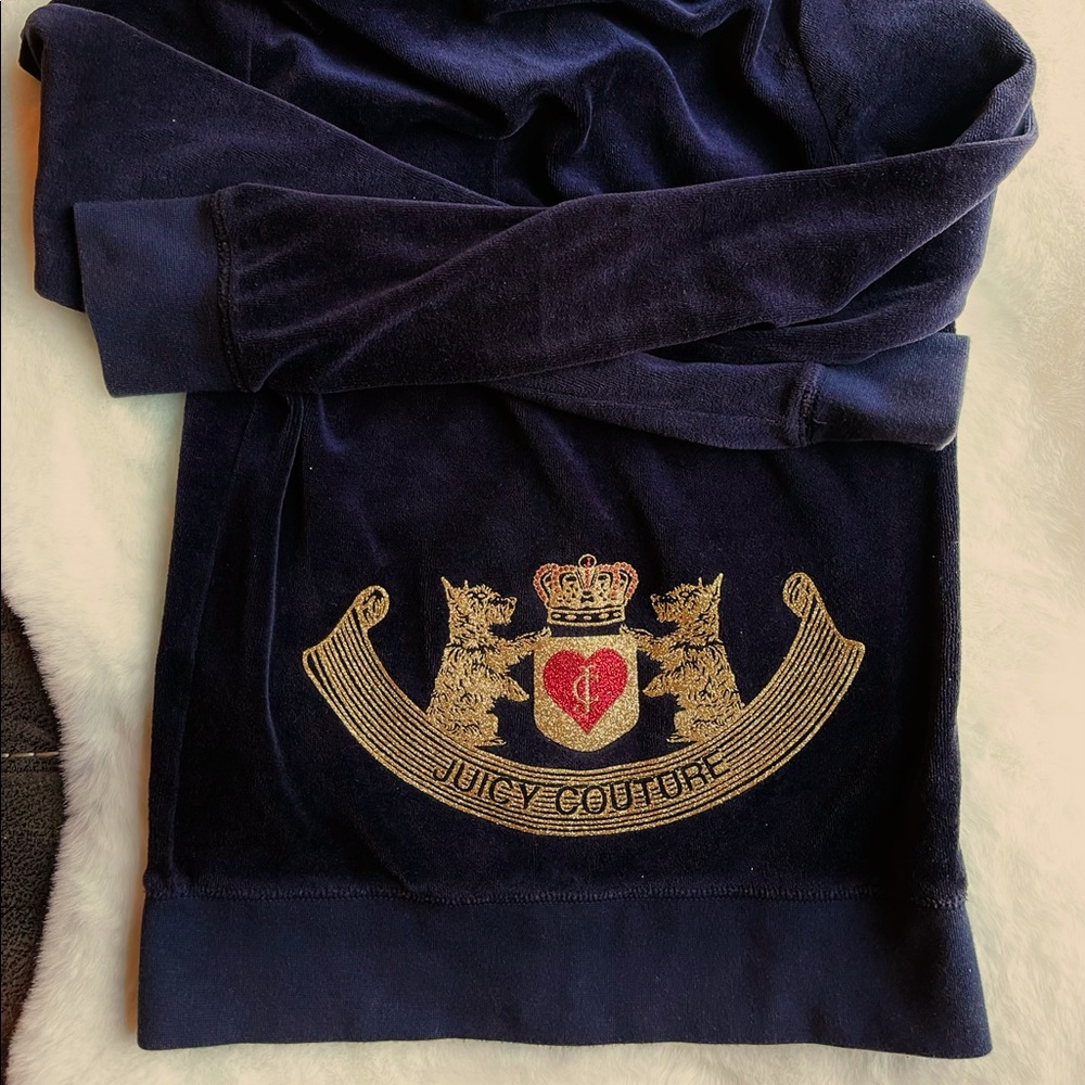 Juicy Couture Black Velour Hooded Jacket Y2K